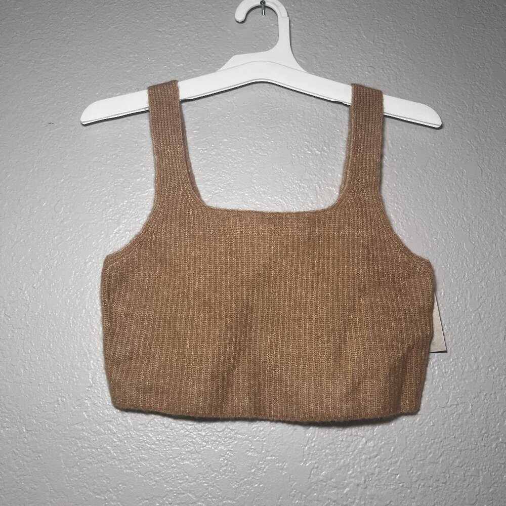 Everlane Wool Yak Hair Stretch Crop Tank Camel Brown